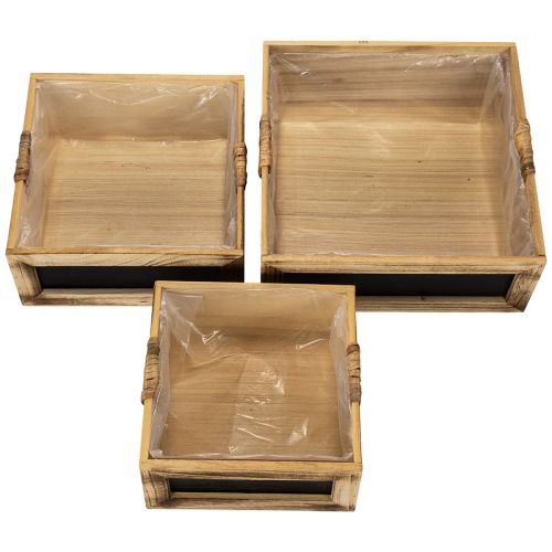 Wooden box with chalkboard and insert, 3 sizes set, 30cm | Floristik24.ie