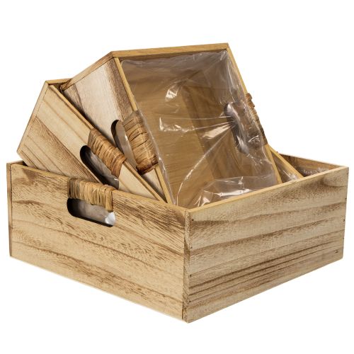 Wooden box with chalkboard and insert, 3 sizes set, 30cm | Floristik24.ie