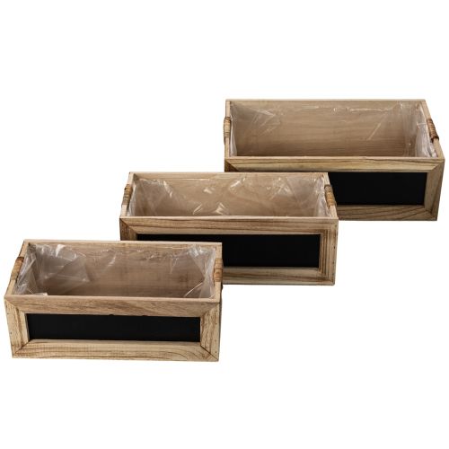 Wooden box with chalkboard for labeling, set of 3, 36cm | Floristik24.ie