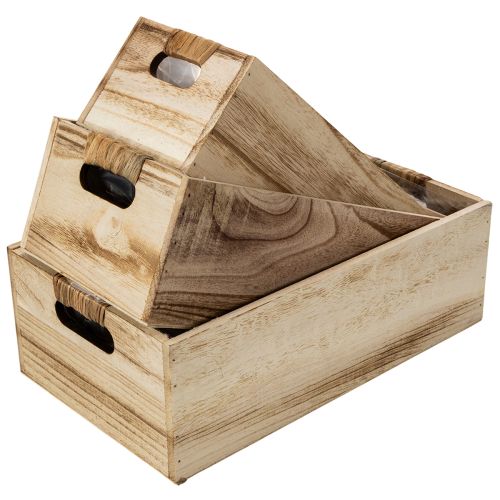 Wooden box with chalkboard for labeling, set of 3, 36cm | Floristik24.ie
