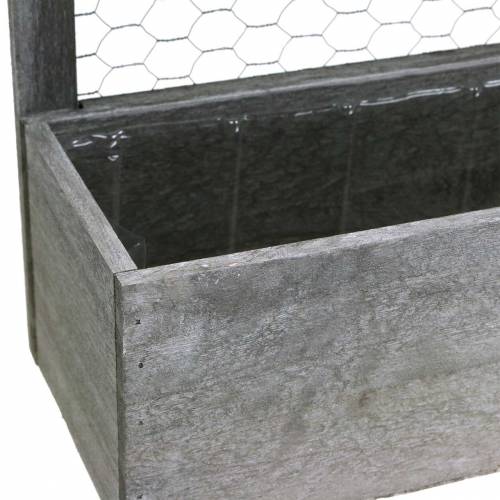 Product Wooden planter box with tin roof and rabbit wire, washed gray 38 × 13.5cm H34cm