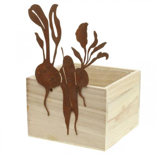 Product Plant box wood with rust decoration vegetable cachepot 17×17×12cm