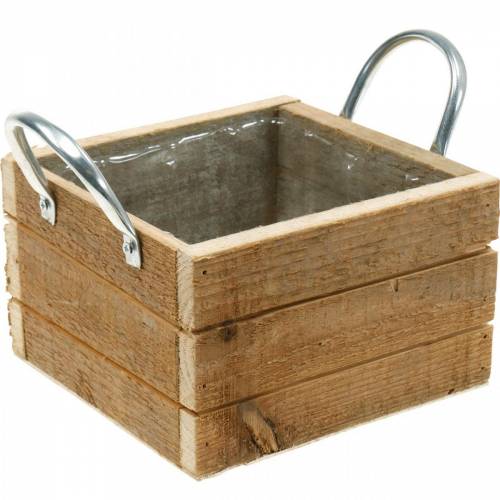 Floristik24 Plant box wooden box with handles natural 16.5×16.5cm
