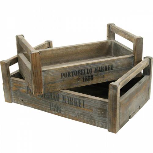 Floristik24 Decorative tray vintage wooden box 39.5 × 23 / 46.5 × 28.5cm set of 2