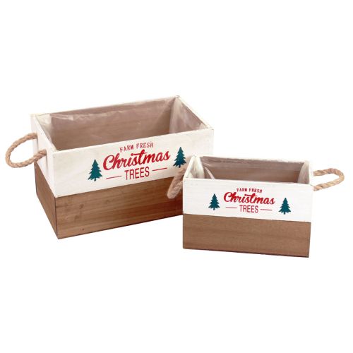 Floristik24 Plant box wood rectangular wooden box L25/35cm set of 2