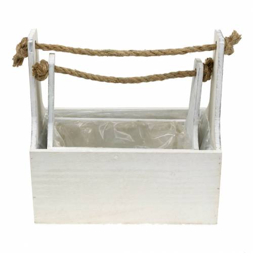 Floristik24 Plant box tool box with handle wooden box white 27 × 15cm / 22 × 10.5cm