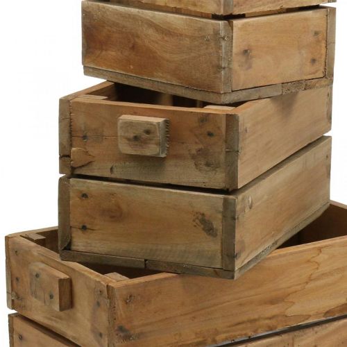 Product Wooden box, flower box, planter, planter set natural L45 / 36 / 27cm H20.5 / 18 / 17cm set of 3