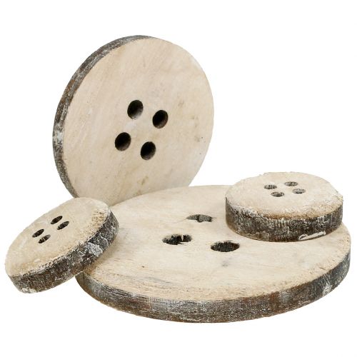 Product Decorative button made of wood, washed white 15pcs