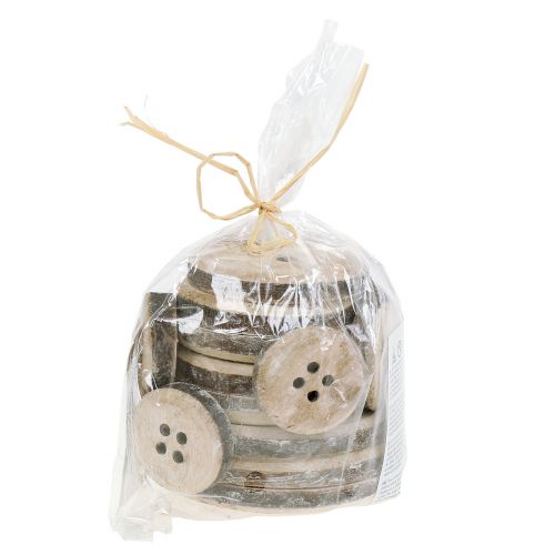 Floristik24 Decorative button made of wood, washed white 15pcs