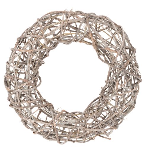 Wooden wreath, decorative wreath, natural white, Ø30cm, H9.5cm buy online | Floristik24.ie