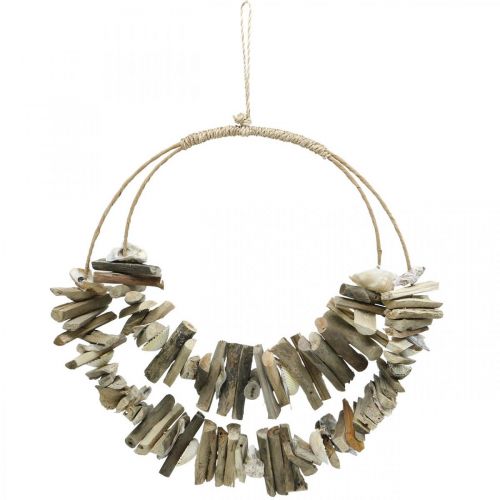 Floristik24 Maritime driftwood decoration for the wall with natural shells Ø38cm