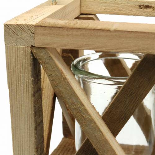 Product Decorative wooden lantern with glass natural 14x14cm H17cm