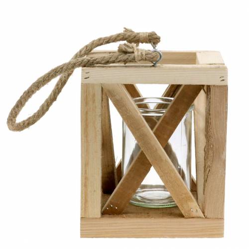 Floristik24 Decorative wooden lantern with glass natural 14x14cm H17cm