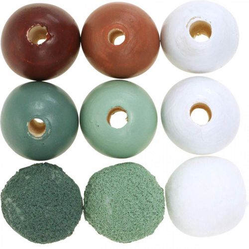 Product Wooden beads wooden balls for handicrafts sorted green Ø3cm 36pcs