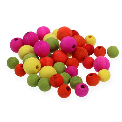 Floristik24 Wooden beads assorted colors Ø8mm, Ø12mm 90g