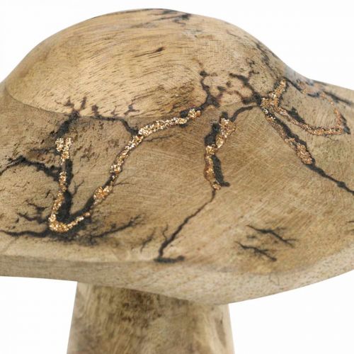 Floristik24 Wooden mushroom with pattern wooden decoration mushroom natural, golden Ø12.5cm H15cm