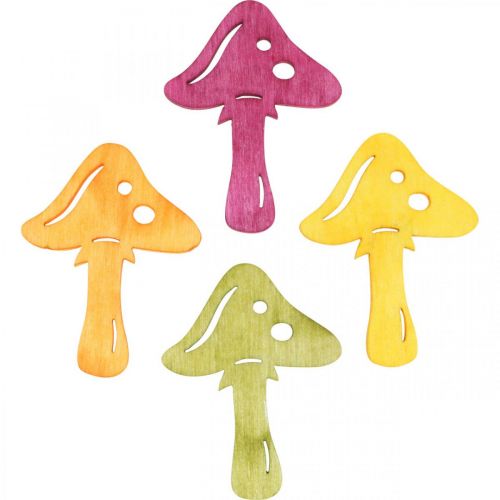 Floristik24 Scattered mushrooms, autumn decoration, lucky mushrooms for decorating orange, yellow, green, pink H3.5/4cm W4/3cm 72 pcs