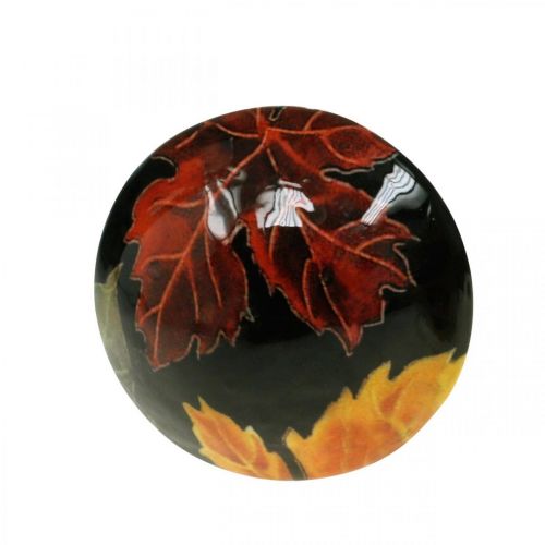 Floristik24 Deco wooden mushroom autumn leaves table decoration black, multicolored Ø10cm H15cm