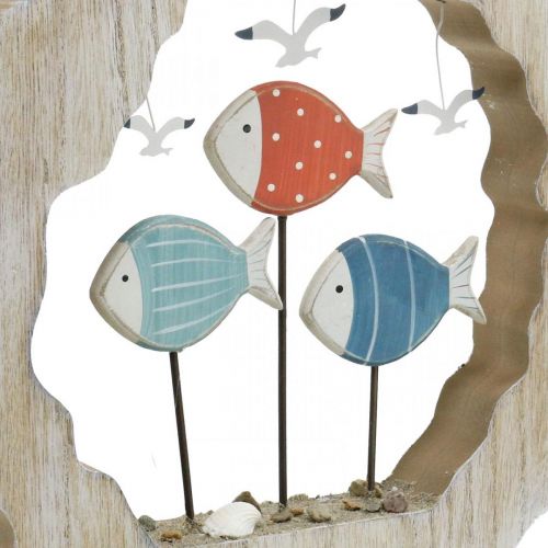 Product Table decoration fish wood to place blue, red maritime decoration Ø28cm