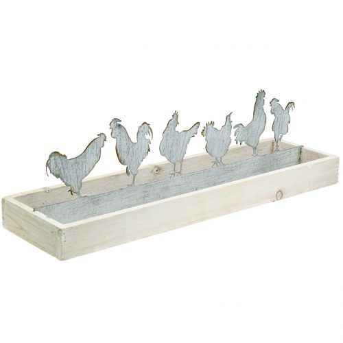 Floristik24 Wooden tray with decorative plug cock 46cm