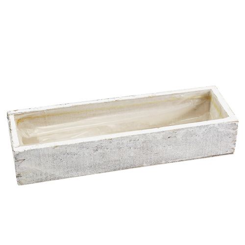 Wooden bowl for planting white 30cm x 9cm x 6cm