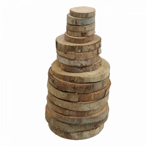 Wooden discs 3.5cm - 9cm natural 300g