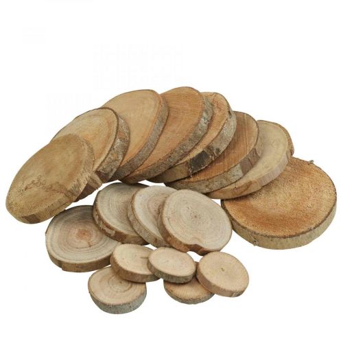 Wooden discs 3.5cm - 9cm natural 300g
