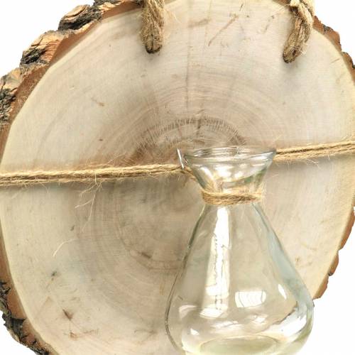 Product Wooden disc with glass vase for hanging Ø22cm