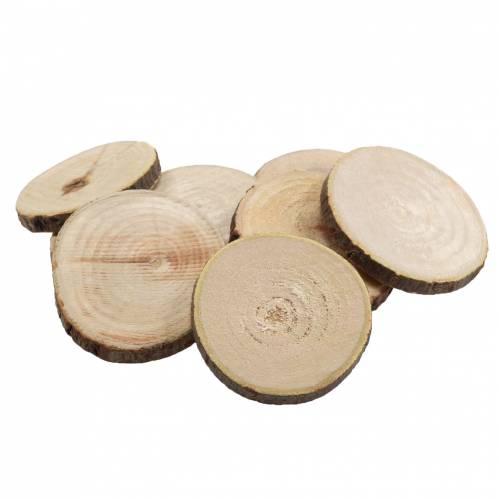 Wooden discs round natural Ø3.5–5cm 400g in a net