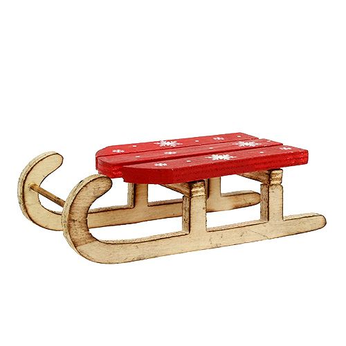 Floristik24 Wooden sledge red 13cm x 6cm 3pcs