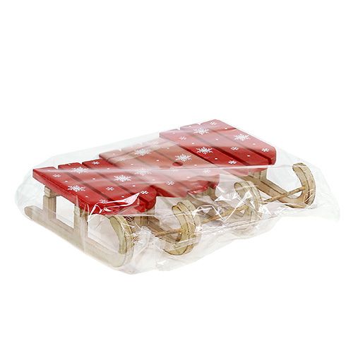 Floristik24 Wooden sledge red 13cm x 6cm 3pcs