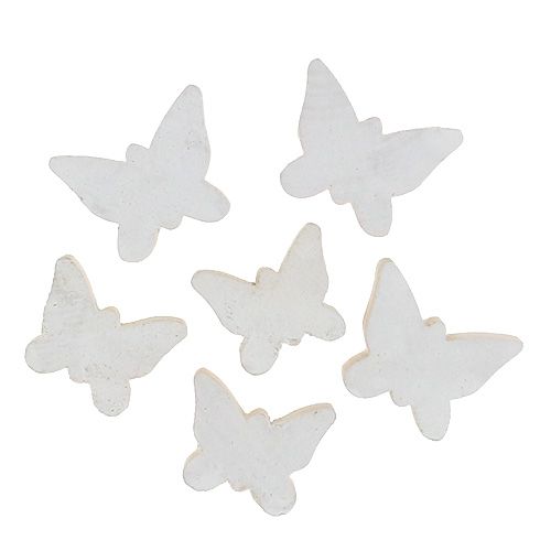 Wooden butterfly white 2.8 cm - 3.3 cm 28 pieces