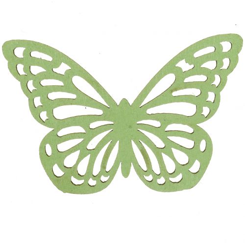 Product Wooden butterfly green / white 5cm 36pcs