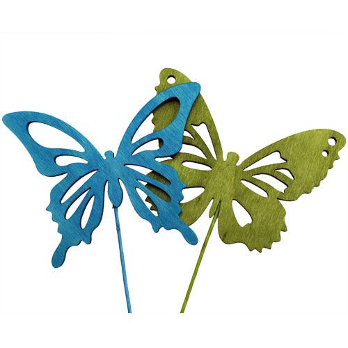 Floristik24 Wooden butterfly with wire colorful assorted 8cmx6cm L28cm 18 pcs