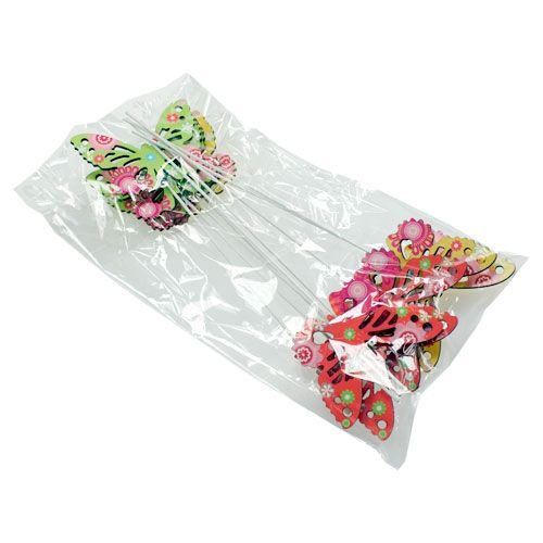 Floristik24 Wooden butterflies on the stick in assorted colors. 9cm