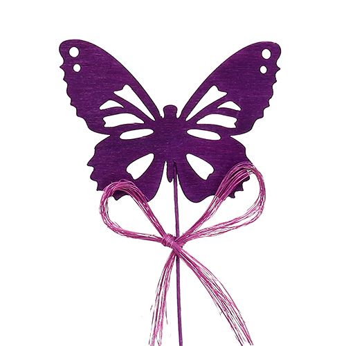 Product Wooden butterflies on a wire, assorted colors 8cm 24pcs