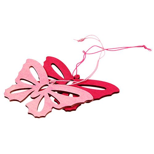 Floristik24 Wooden butterflies to hang pink 8cm - 10cm 24pcs