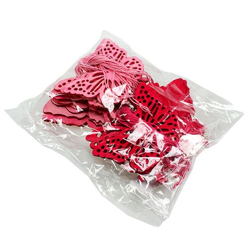 Floristik24 Wooden butterflies to hang pink 8cm - 10cm 24pcs