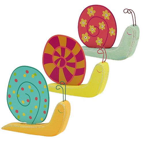 Floristik24 Wooden snail 10.5 x 9cm colored 6pcs