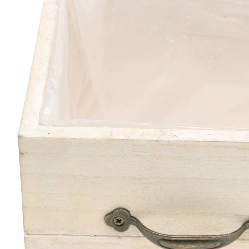 Floristik24 Planter wooden drawer cream 15×15cm/12×12cm set of 2