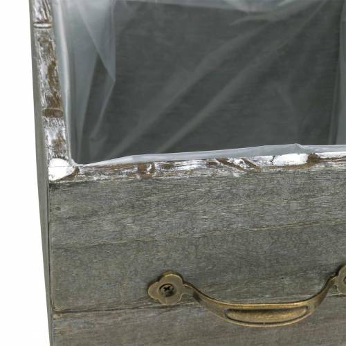 Product Planter wooden drawer washed gray 15×15cm/12×12cm set of 2