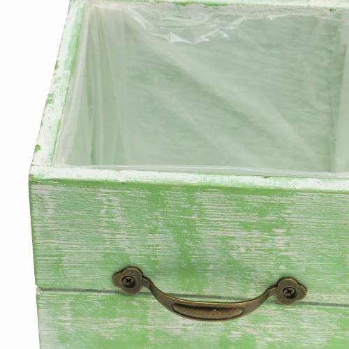 Product Planter wooden drawer light green 15x15/12x12cm set of 2