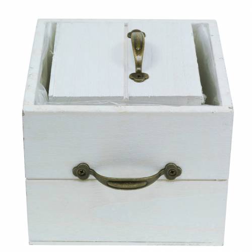 Product Planter wooden drawer white 15x15/12x12cm set of 2