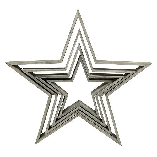 Floristik24 Wooden Star Set of 4 Standing Grey 29cm - 61cm