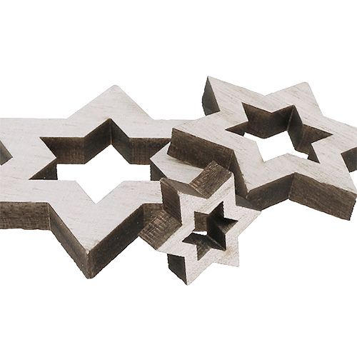 Floristik24 Wooden star mix 2.5cm - 7cm whitewashed 35p