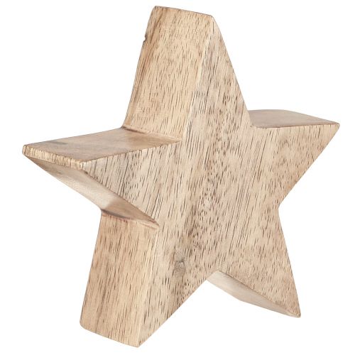 Wooden star natural star mango wood table decoration Ø10cm 3 pcs