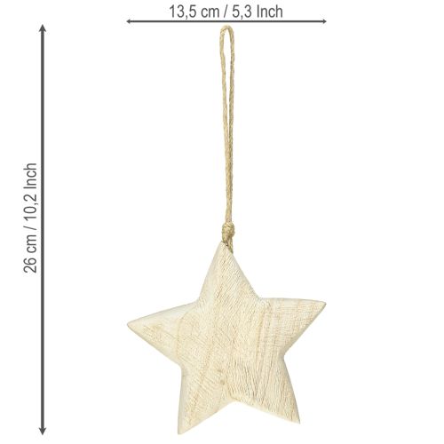 Product Wooden star, natural Christmas ornament, Ø13.5cm, FSC wood