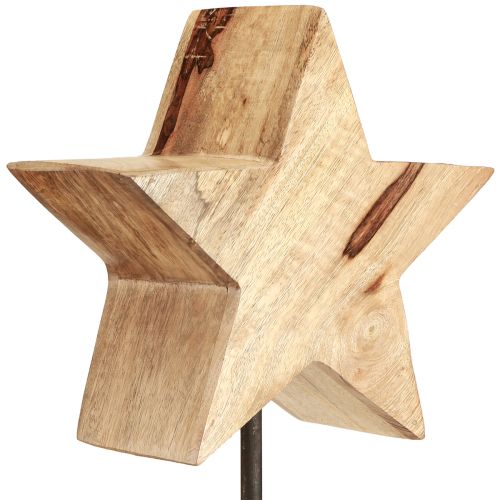 Product Wooden star natural with stick base star decoration 20x9.5x50cm