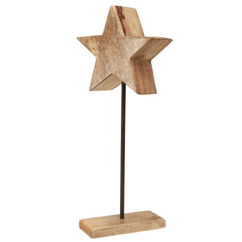 Product Wooden star natural with stick base star decoration 20x9.5x50cm