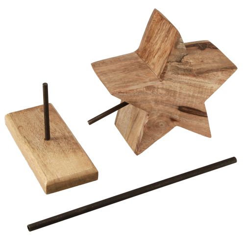 Product Wooden star natural with stick base star decoration 20x9.5x50cm